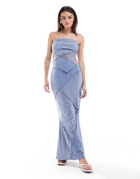 Miss Selfridge mix texture co-ord in denim blue - view 1