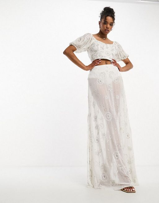 Miss Selfridge Premium embellished set in white | ASOS