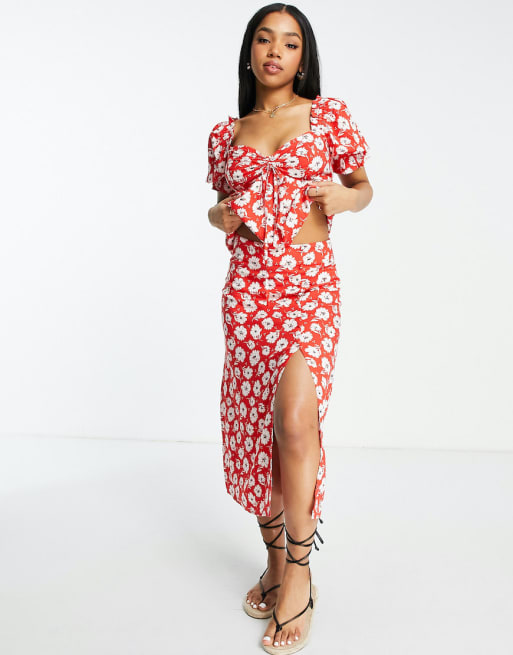 Miss Selfridge red floral set ASOS