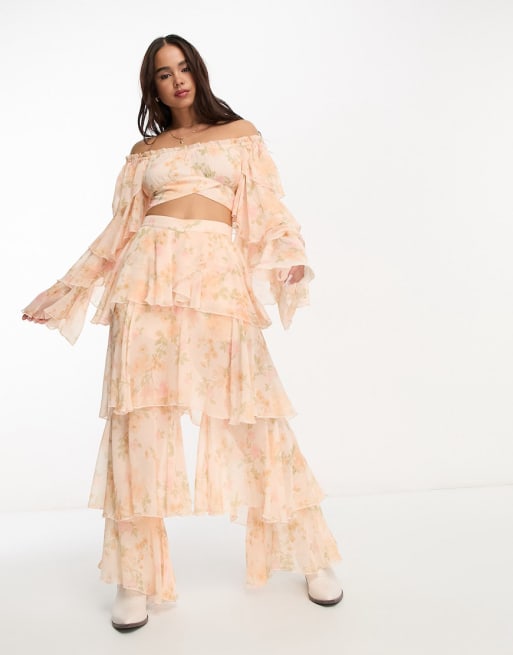 Miss Selfridge – Rosa, blommigt set i chiffong
