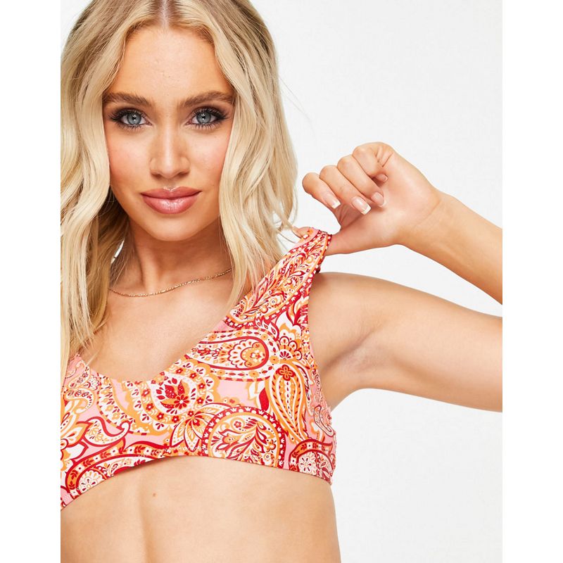 Missguided – Bikini-Set in Orange mit Paisleymuster