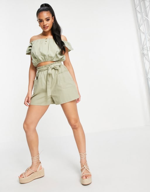 Missguided co ord in khaki chambray ASOS