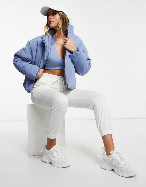 Missguided oversized padded jacket in blue