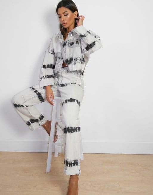 Missguided - Co-ord set in kiezelkleurige tie-dye