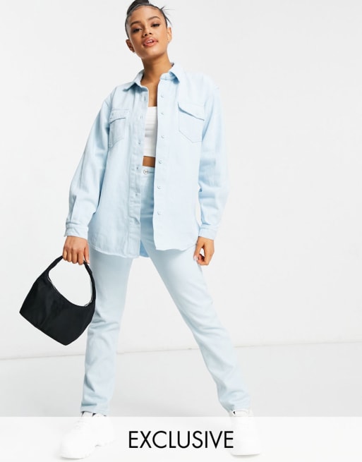 Missguided Denim Co Ord In Light Wash Blue Asos