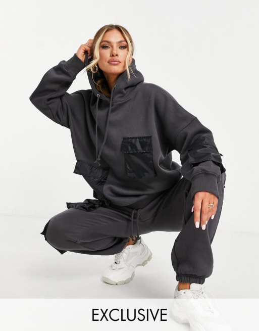 Missguided – Kombiteil in Schwarz mit Taschendetail