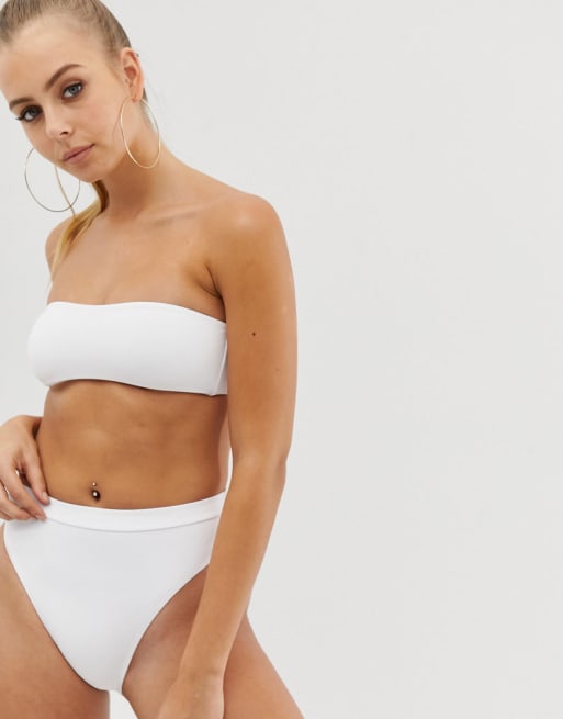  Missguided mix and match bandeau bikini set in white