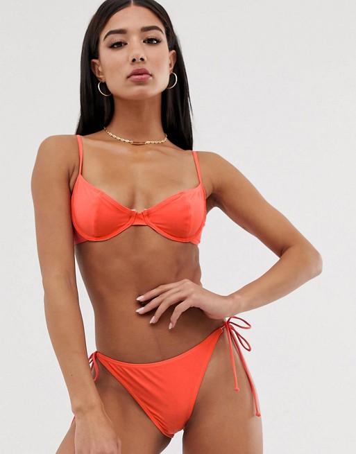 Missguided mix and match bikini set in hot coral