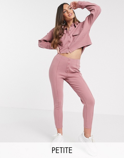 Missguided Petite ribbed co-ord in rose