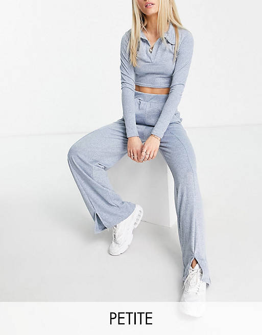 Missguided Petite space dye jumper and trouser in blue