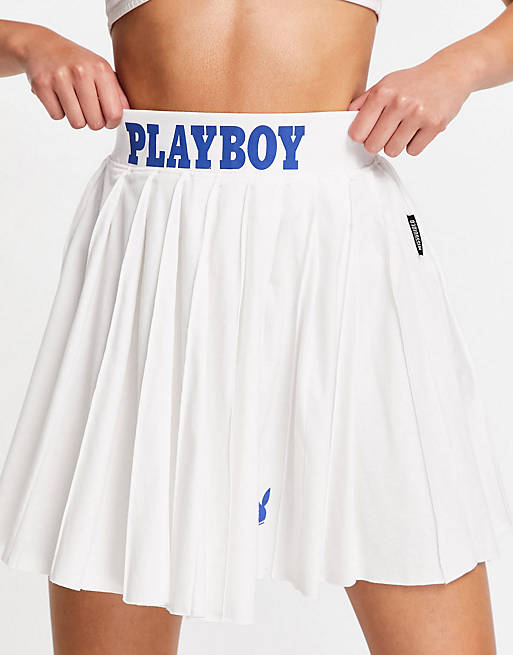 Missguided Playboy Sports co-ord tennis skirt in white