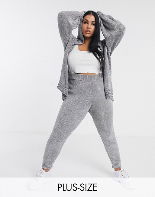Missguided plus chenille co-ord in grey