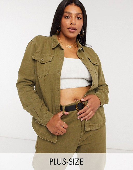 Missguided Plus co-ord mom jeans in khaki