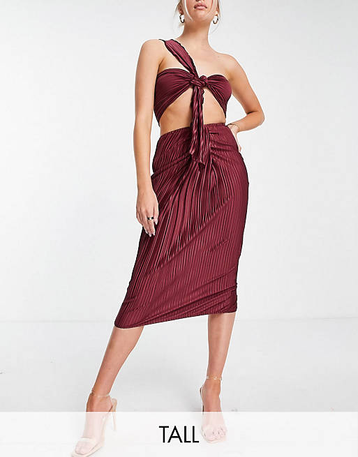 Missguided Tall co-ord bralet and skirt in plum