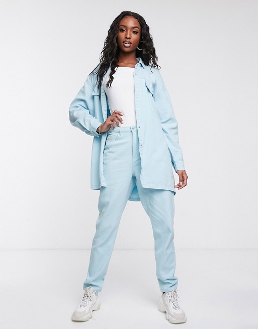 Missguided Tall denim co-ord in light wash