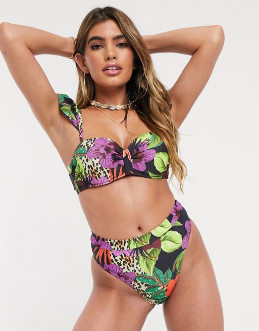 Missguided tropical floral bikini set