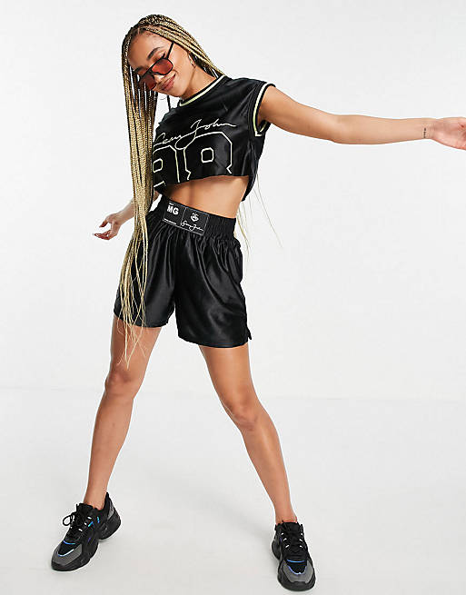 Missguided x Sean John co-ord cropped basketball vest in black
