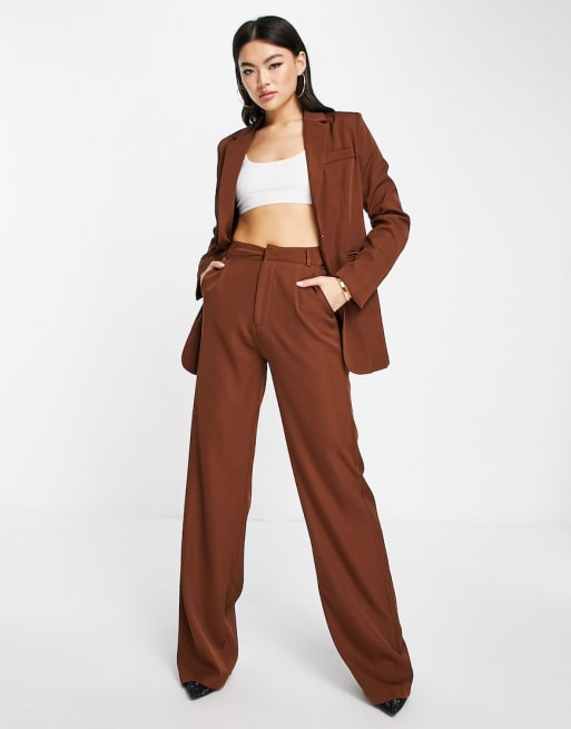 Missy Empire – Locker geschnittenes, elegantes Set in Schokobraun