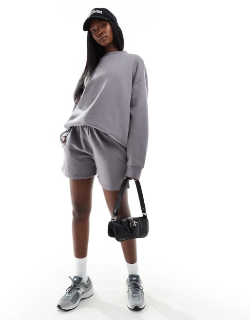  Missyempire exclusive NYC jumper, wide leg jogger and short in charcoal