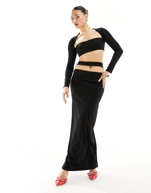Missyempire top and cut out maxi column skirt co-ord in black
