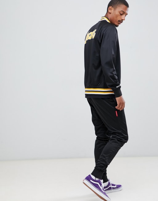 Mitchell & Ness L.a. Lakers Track Jacket In Black for Men