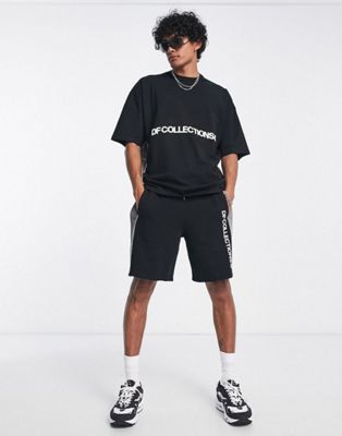 ASOS Dark Future co-ord oversized t-shirt with side seam poppers and logo print in black