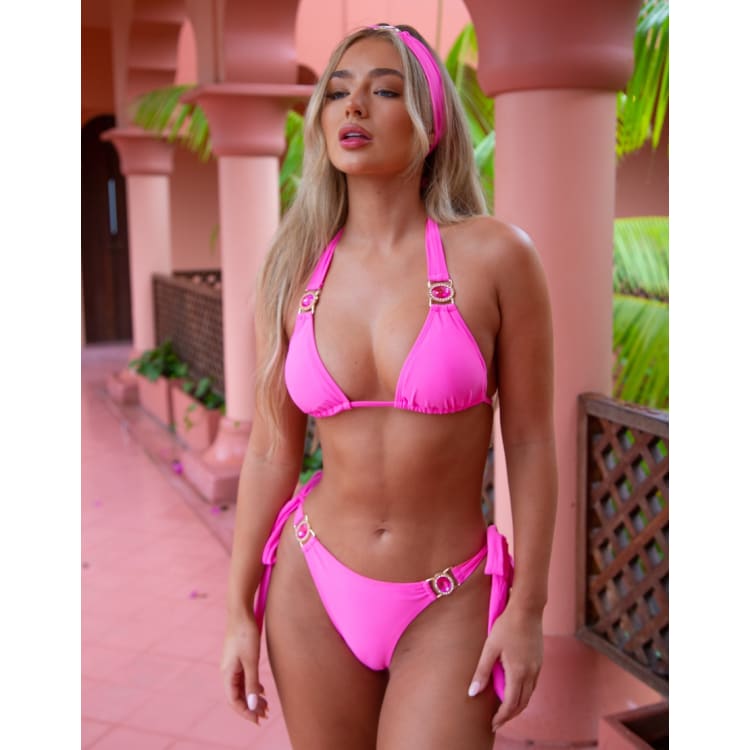 Moda Minx X Amber Jepson amour bikini mix and match in bright pink