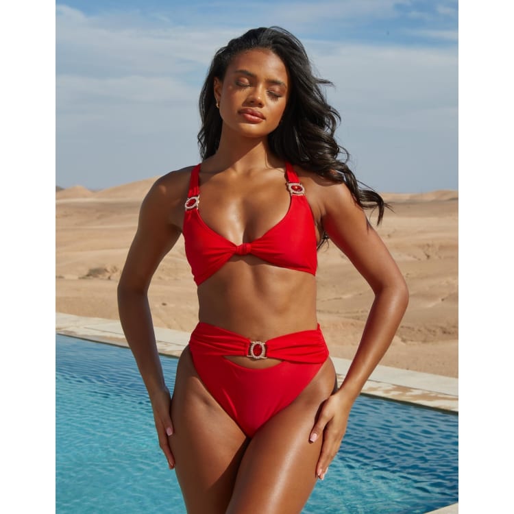 【SEASON BIKINI】【未使用未着用】 Moulin Rouge_B0 Moda Minx X Savannah-Shae Richards knot front bikini in red