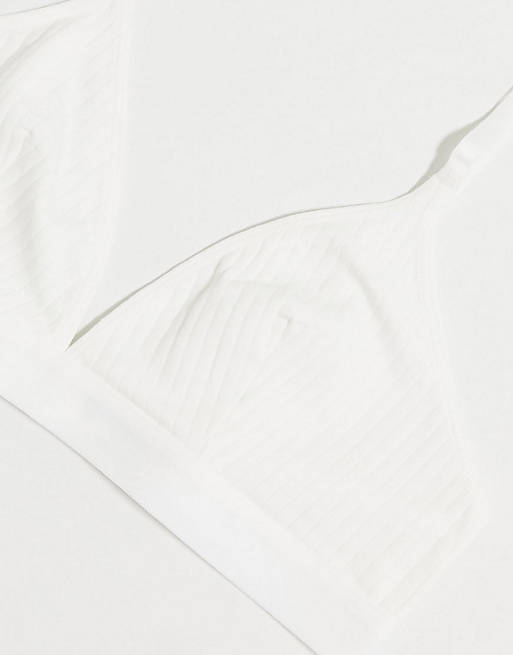 Monki organic cotton rib lingerie set in white