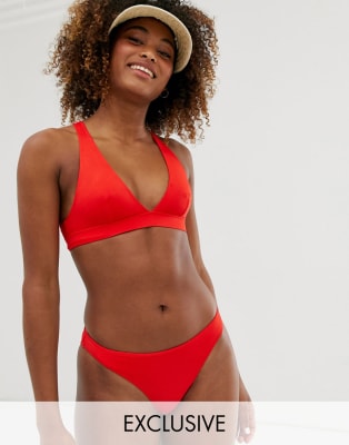 red plunge bikini