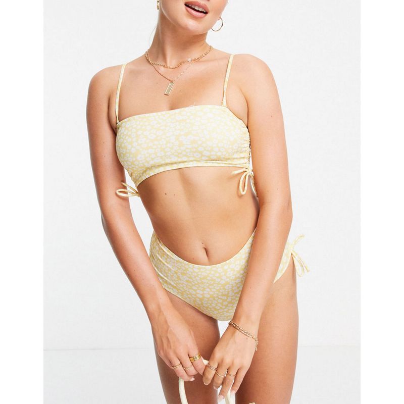 Donna Gonne midi Monki - Tanja - Completo bikini in tessuto riciclato giallo a fiori