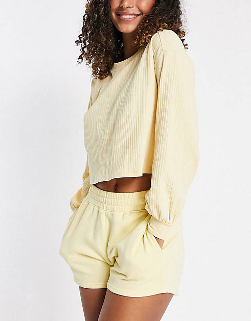 Monki waffle texture co-ord set in yellow