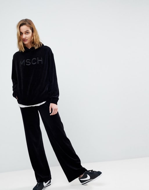Moss Copenhagen Luxe Hoodie & sweatpants In Velour Two-Piece