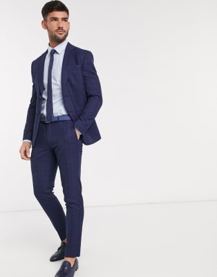 Moss London eco suit in blue check | ASOS