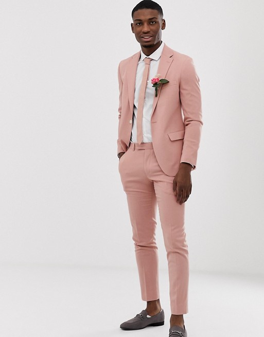 Moss London slim suit in dusty pink