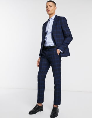 Moss London suit in ink blue check | ASOS