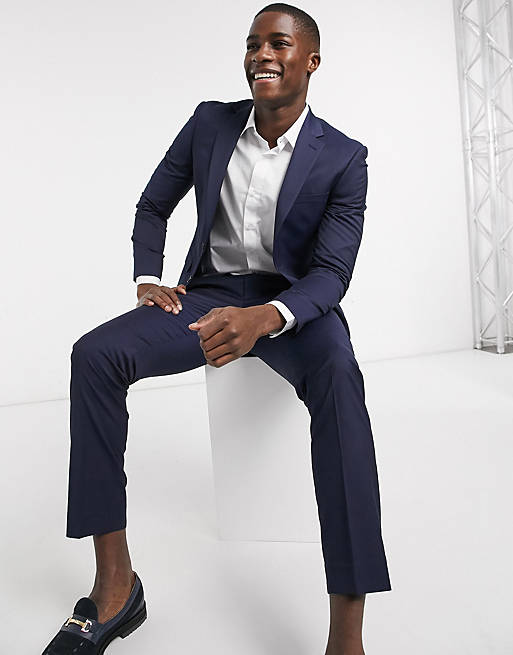 Moss London suit with stretch in navy | ASOS
