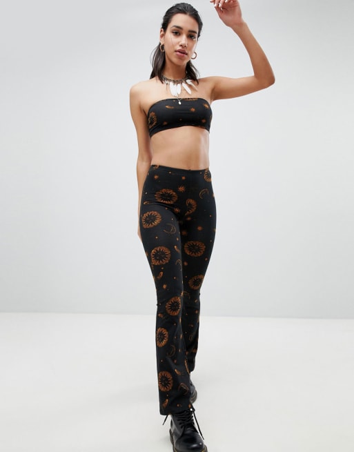 Motel Bandeau Top & Flares In Celestial Print Co-Ord
