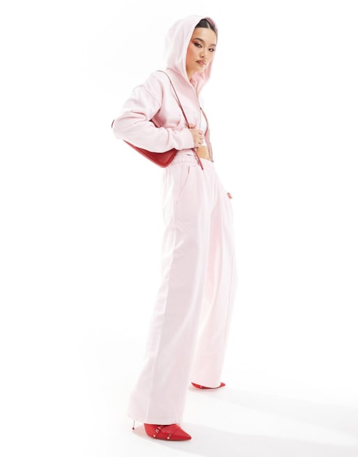 Murci cropped hoodie and wide leg joggers co-ord in pink