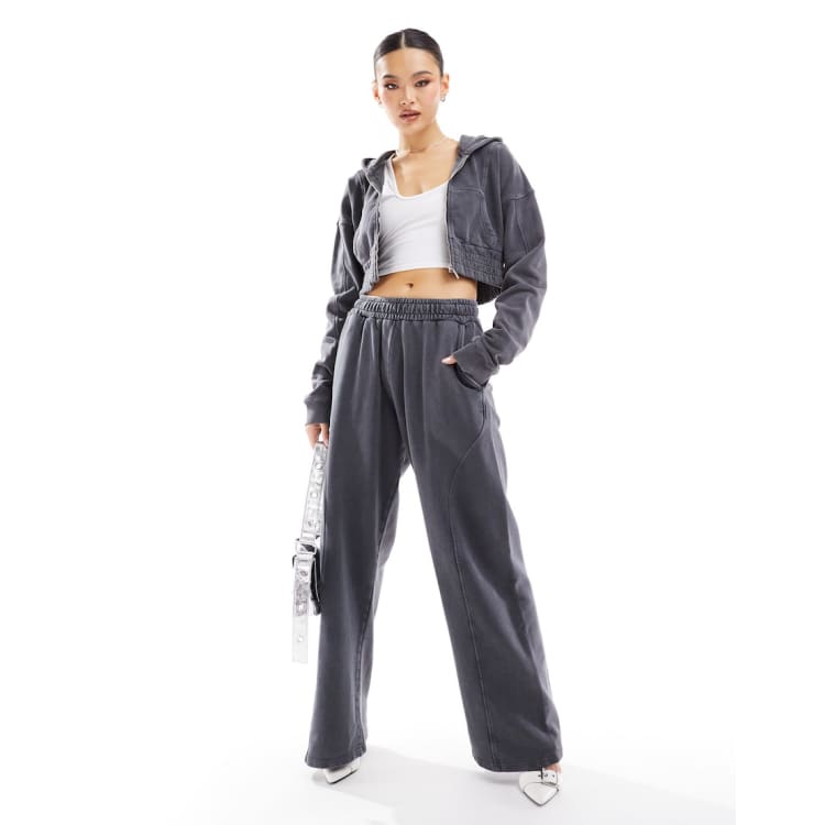 Murci exclusive cropped hoodie and wide leg joggers co ord in charcoal grey ASOS