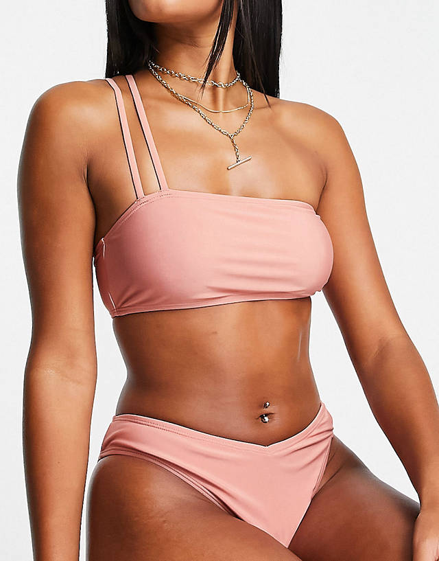 NA-KD - one shoulder bikini set in rose