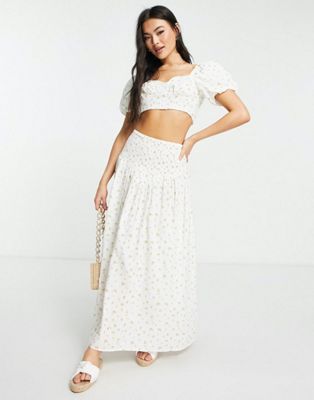 NA-KD co-ord smocked maxi skirt in floral print