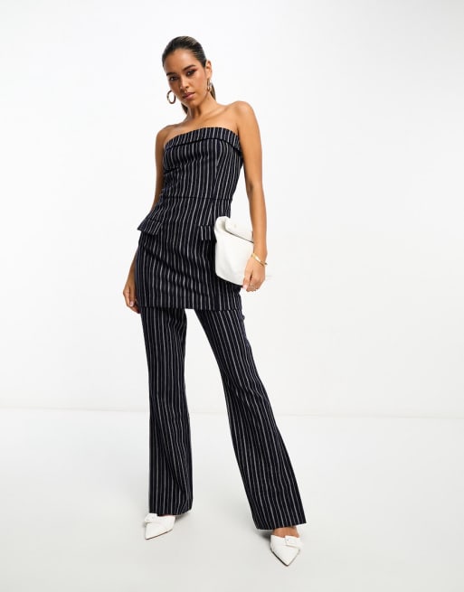 NA-KD x Chloe Schuterman - Co-ord set van korset en broek met strepen in marineblauw en wit