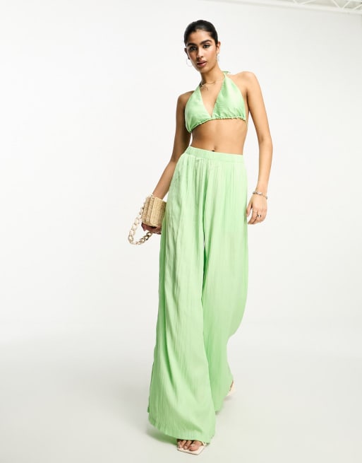 NA-KD x Phiaka wide leg flowy pants in green (part of a set)