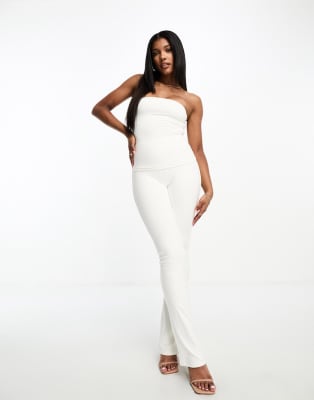 Naked Wardrobe Ensemble Avec Pantalon Et Top Tube Encolure Bandeau Blanc Asos