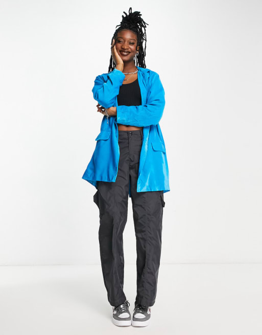 Native Youth - Coordinato in velluto con blazer oversize e pantaloni a zampa blu pop