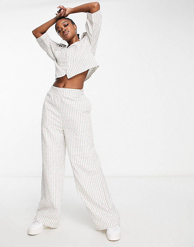 Native Youth - textured cotton cropped shirt and wide leg trousers co-ord in multi