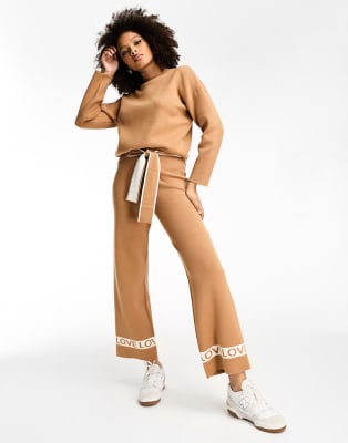 Never Fully Dressed LOVE knitted co-ord in camel | ASOS