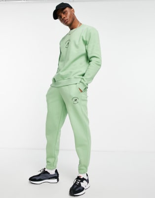 New Balance life in balance sweatshirt, t-shirt and joggers in sage green