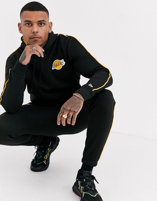 New Era Los Angeles Lakers striped piping co-ord  in black